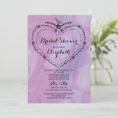 お洒落ハートパープルウォーターブライダルシャワー 招待状 (スタンド正面)