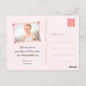 お洒落ハートピンクお誕生日ケーキありがとう ポストカード (裏面)