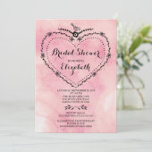 お洒落ハートピンク水彩ブライダルシャワー 招待状 (スタンド正面)