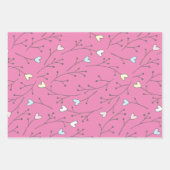 お洒落ハートブランチトリオトリオ ラッピングペーパーシート (正面3)