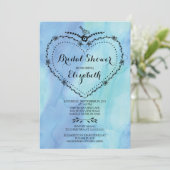 お洒落ハートブルーウォーターブライダルシャワー 招待状 (スタンド正面)