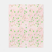 お洒落ハート葉デザイン フリースブランケット (正面)