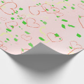 お洒落ハート葉デザイン ラッピングペーパー (角)
