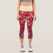 お洒落ハート葉レギンス カプリレギンス (正面)