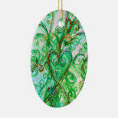 お洒落ハート鮮やかなピンクの明るい赤紫色 セラミックオーナメント (右)