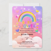 お洒落ハート&レインボーズベビーシャワー招待状 招待状 (正面)