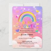 お洒落ハート&レインボーズベビーシャワー招待状 招待状 (正面)