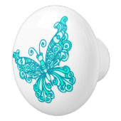 お洒落バタフライアクア入りアートドアノブ セラミックノブ (右)