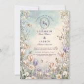 お洒落バタフライガーデン結婚フローラ 招待状 (正面)