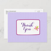 お洒落バタフライ薄紫水玉模様ありがとう ポストカード (正面/裏面)