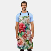 お洒落バラパターン エプロン (着用した状態)