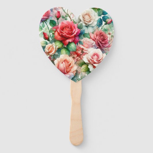 お洒落バラパターン ハンドファン (正面)