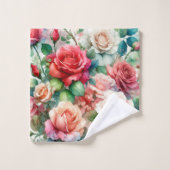 お洒落バラパターン バスタオルセット (ウォッシュタオル)