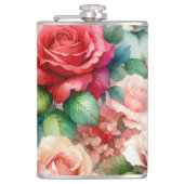 お洒落バラパターン フラスク (正面)