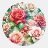お洒落バラパターン ラウンドシール (正面)