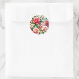 お洒落バラパターン ラウンドシール