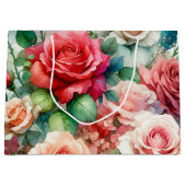 お洒落バラパターン ラージペーパーバッグ (正面)