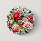 お洒落バラパターン 缶バッジ (正面)