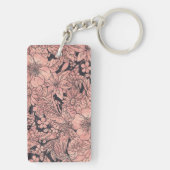 お洒落バラ金ゴールド手書きフローラ画像 キーホルダー (裏面)