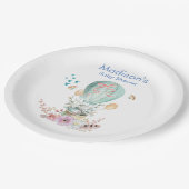 お洒落バルーンベイビーシャワーに乗るバニー ペーパープレート (アングル)