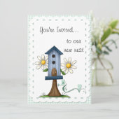 お洒落バードハウスアンドバード引っ越し祝いパーティーパーティー 招待状 (スタンド正面)