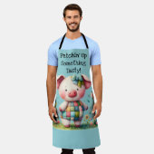 お洒落パッチワーク豚のフローラ園 エプロン (着用した状態)