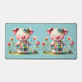 お洒落パッチワーク豚のフローラ園 デスクマット (正面)