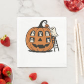 お洒落パンプキ不気味ーと幽霊、猫とハロ スタンダードランチョンナプキン (インサイチュ)