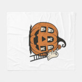 お洒落パンプキ不気味ーと幽霊、猫とハロ フリースブランケット (正面(横))