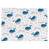 お洒落パーソナライズされたフローラ ラージペーパーバッグ (裏面)