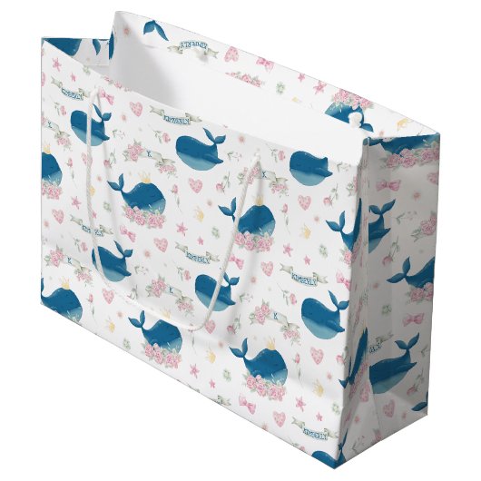 お洒落パーソナライズされたフローラ ラージペーパーバッグ (正面アングル)