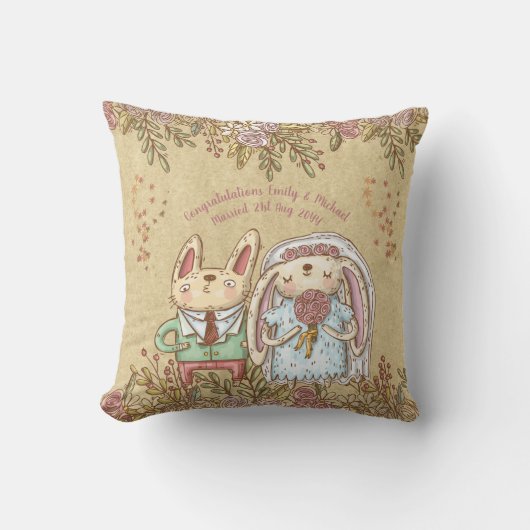 お洒落パーソナライズされた結婚新婦素朴の新婦 クッション (正面)