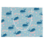 お洒落パーソナライズされた鯨 ラージペーパーバッグ (裏面)