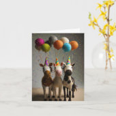 お洒落パーティー付きカラフル馬 カード (黄色い花)