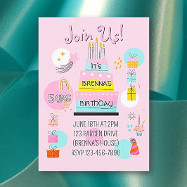 お洒落パートタイムキッズブリスデイ招待状 招待状