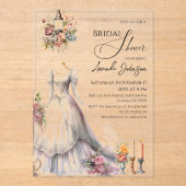 お洒落ビクトリアン結婚スブライダルシャワー アクリル招待状 (正面)