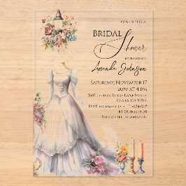 お洒落ビクトリアン結婚スブライダルシャワー アクリル招待状