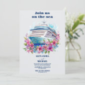 お洒落ビーチクルーズウォーター結婚カラーパーム 招待状 (スタンド正面)