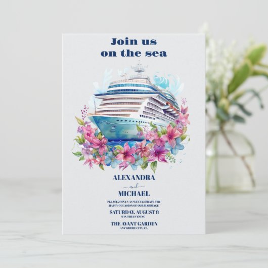 お洒落ビーチクルーズウォーター結婚カラーパーム 招待状 (スタンド正面)