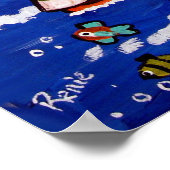 お洒落ビーチケープコッド鯨フォークアートポスター ポスター (角)