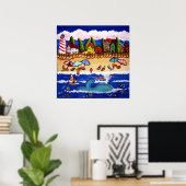 お洒落ビーチケープコッド鯨フォークアートポスター ポスター (ホームオフィス)