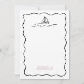 お洒落ビーチハンドドロー白黒結婚ズ 招待状 (裏面)