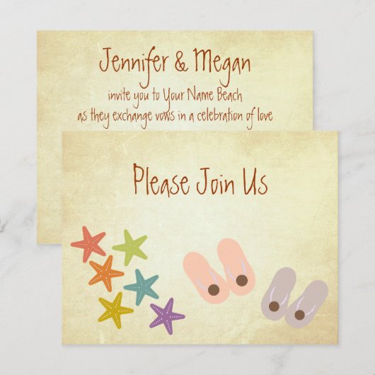 お洒落ビーチパーティー 招待状 (正面/裏面)