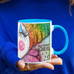 お洒落ピエロ絵画ズカラフルレインボー マグカップ