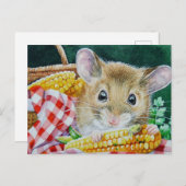 お洒落ピクニックマ食べウスのコーンウォーターの色アート ポストカード (正面/裏面)