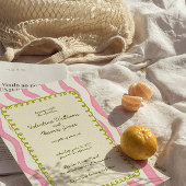 お洒落ピモダンンク&グリーン結婚式招待状 招待状