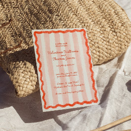 お洒落ピモダンンク&レッド結婚式招待状 招待状