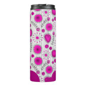 お洒落ピンク白ハート花フローラ名 タンブラー (裏面)