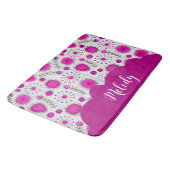 お洒落ピンク白ハート花フローラ名 バスマット (アングル)