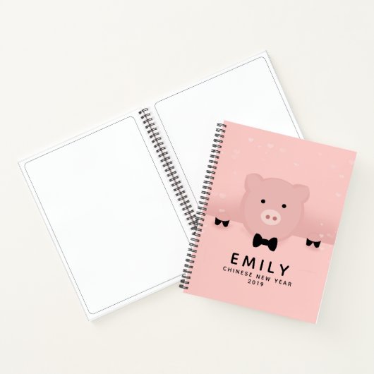お洒落ピンク色の豚が中国のかわいい ノートブック (内部)
